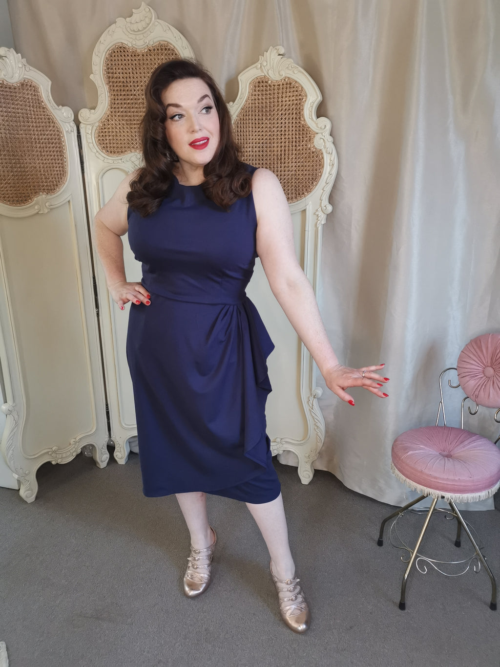 Navy blue wiggle store dress